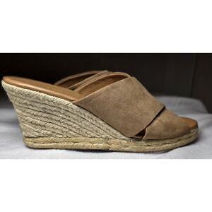 J Crew Suede Wedge Sandals Womens Size 9.5 Espadrille Neutral  Beach Resort Boho